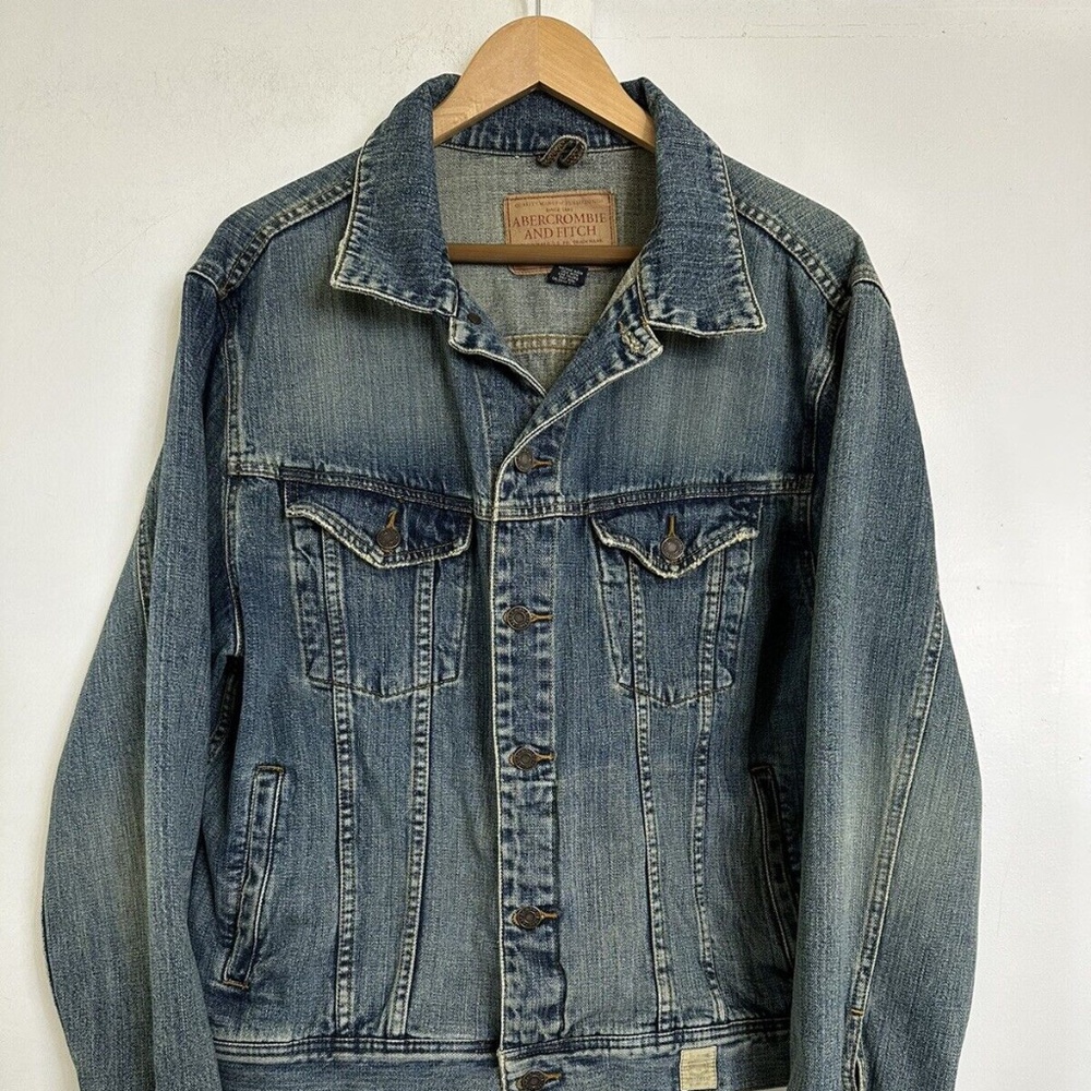 ABERCROMBIE & FITCH Denim Trucker Jean Jacket Size Large 432 5-1